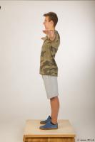 Whole body army tshirt light gray shorts modeling t pose of Timothy 0004
